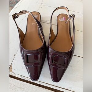Kensie Burgundy Patent Slingback Flats 8.5